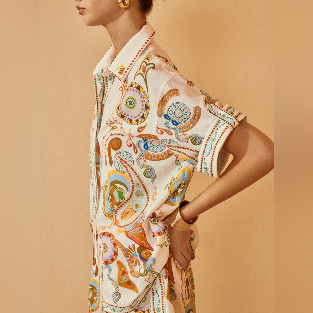 Commense White Paisley-Print High Waist Shorts - Picture 5 of 5